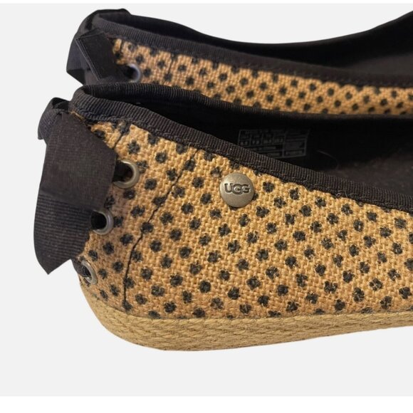 UGG Polka Dot Bow Indah Burlap Slip On Flats Shoes Women's size 8.5 - Picture 7 of 10